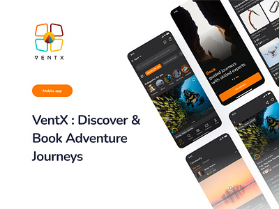 VentX : Discover & Book Adventure Journeys app branding design logo mobile mobile app ui ux