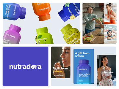 Nutradora Branding bature branding butrition colorful colorful brand colors magnesium modern natural nutritious packaging simple supplement supplement branding supplement logo vitamin vitamins