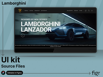 Make Lamborghini UI your own branding car website cars design figma free kit lamborghini mockup software sports car template ui ui design ui kit ui ux web app web design website