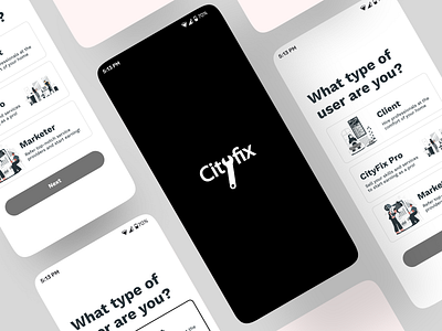 CityFix mobile app onboarding application branding clean design dribbble illustration logo ui