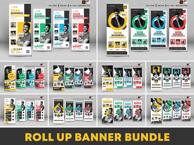 Roll up banner design bundle advertising banner banner design business conference corporate creative design food modern pull up banner roll up roll up banner spicker template travel trend webiner x banner stand