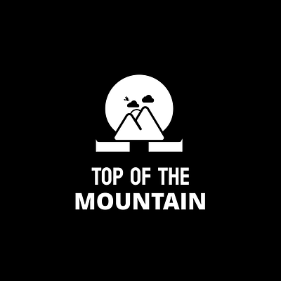 Top Of The Mountain Logo Design! 3d black branding cloud design dove graphic design greek illustration land letters logo mountain omega professional sleek sun top typography vibe