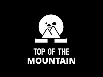 Top Of The Mountain Logo Design! 3d black branding cloud design dove graphic design greek illustration land letters logo mountain omega professional sleek sun top typography vibe