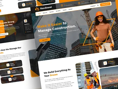Randowel - Construction Landing Page blue print builder building construction contractor engineer landing page landing page inspiration mobile project provider service ui ui inspiration urban ux website worker works