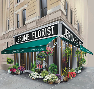 EXTERIOR ILLUSTRATION OF FLOWERS SHOP architecture architecture art art art house building building art design digital architecture digital art extetior facade flowers store house illustration nature store