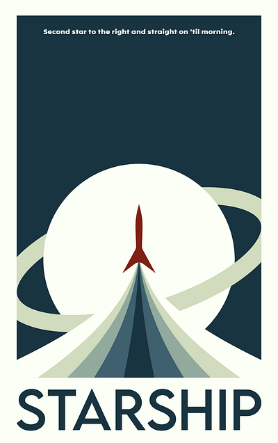 Starship graphic design graphic illustration minimalistic planet poster spaceship