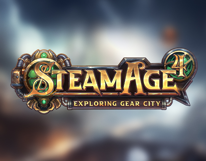 Steampunk Game Logo - Steam Age ⚡✨ age book logo design fantasy game game art gamelogo gold hand drawn logo mmorgp mmorpg steam steampunk stylized ui