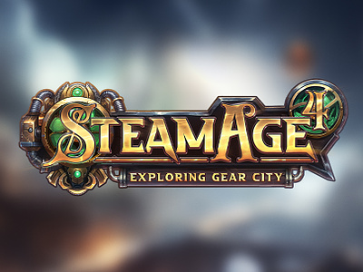 Steampunk Game Logo - Steam Age ⚡✨ age book logo design fantasy game game art gamelogo gold hand drawn logo mmorgp mmorpg steam steampunk stylized ui