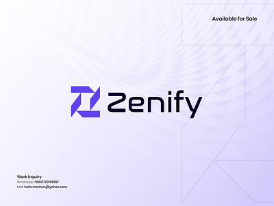 Zenify - letter Z web app, software, technology logo branding designishkul logo logo design tech logo technology logo web app zen logo zenify logo