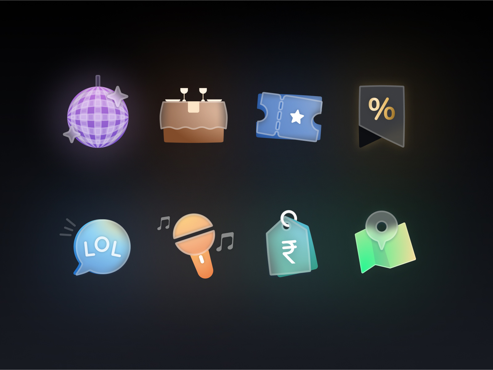 Zomato Dining: Icon Set art branding digital art figma graphic design icon set icons illustration product illustrations ui vector art