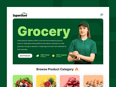 Grocery Shop Landing Page Design. grocery ui uiux user interface design