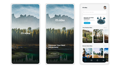 M-Hike App app blue theme design hiking app home screen onboarding ui ux