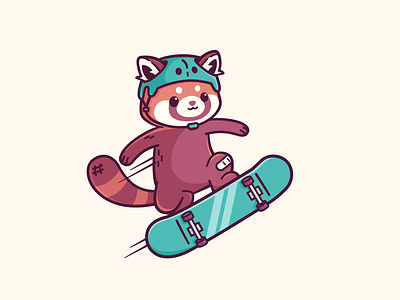 Rad panda affinity designer animal illustration cool cute cute panda graphic design kawaii panda rad red panda simple illustration skateboard skateboarding skater vector art vector illustration