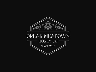 Orlak Meadows Honey CO Logo badge bee brand branding design emblem graphic design honey logo vector
