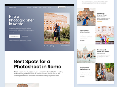 On-demand Photography Website Design destination photography inspirational landing page on demand online photographer photography rome photography ui ui ux ux web web design website