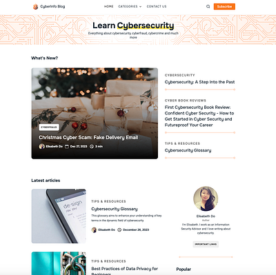 Cybersecurity blog website - Modern web design 2d blog blogging cybersecurity design light modern orange tech ui ux web web design webflow website