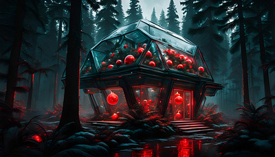 Candy Cabin cabin christmas cyberpunk art cyberpunk city futuristic art new year sci fi wallpaper xmas