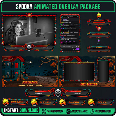 House Haunted Stream Overlay Package | Horror Twitch Overlay animated alert dark theme overlay game online gamer graphic design graphic overlay hallowen overlay horror overlay theme horror twitch overlay house hunted screen. kick overlay overlay full pack stream overlay stream package streamer twitch alert twitch banner twitch panel