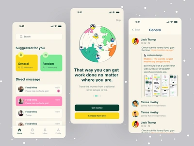 Communication App UI app chat chatting communication conversation design discussion grouping chat ios app messaging app minimal app mobile ofspace online talk receive send send message social app team work ui design