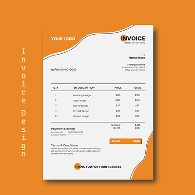 Invoice Design branding corporate invoice creative design graphic design illustration invoice modern vector