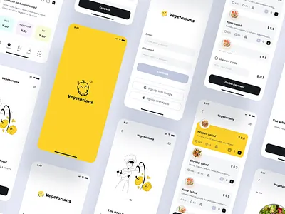 vegetarian app design fast food food app graphic design illustration mobaile app orange order product salad trend ui ui app ui ux user experience user inter face ux vegetarian