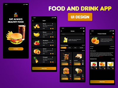 Food and Drink - UI Design app design drink fast food figma food food and drink menu mobile app mobile ui ui ui design uiux