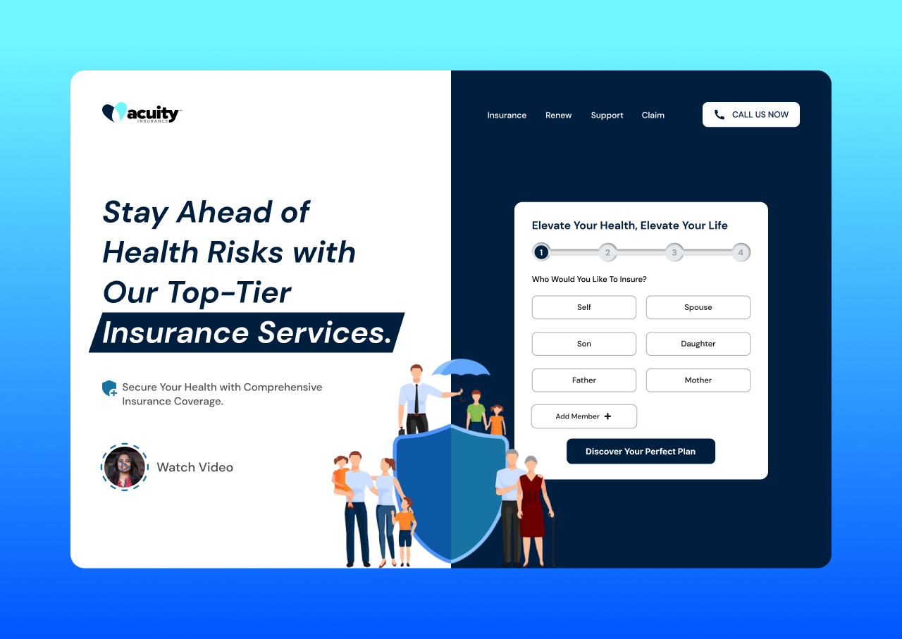 Health Insurance Website Hero Section Design. health insurance health insurance website design ui design ux design web design