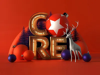 DeviantArt Core Holiday Masthead in Orange and Purple 3d 3d art advertising art art director artist artwork branding c4d cinema4d deer design graphic graphic design holiday icon logo marketing masthead simple