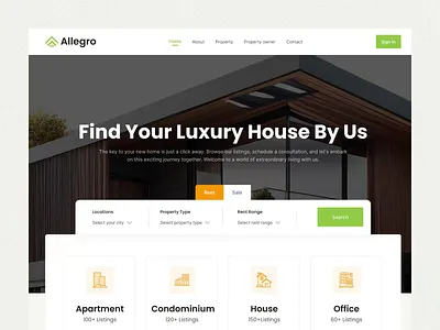 Real Estate Website Landing Page Design For Allegro buy house motion graphics property property landing page property listing property website real estate real estate agent real estate landing page real estate landing page design real estate template real estate ui real estate website realestate realtor website sell house ui ui ux design ux website design