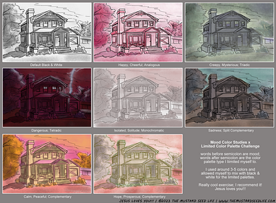 Mood Color Studies x Limited Color Challenge challenge color color theory digital digital color environment house jesus loves you!!! learn learning limited limited palette mood practice sketch study the mustard seed life
