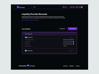 PyroSwap - Liquidity Pool blockchain crypto defi design