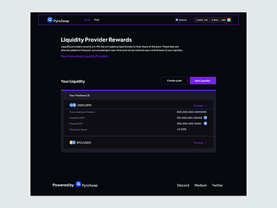 PyroSwap - Liquidity Pool blockchain crypto defi design