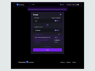 PyroSwap - Swap Assets blockchain crypto defi design ui