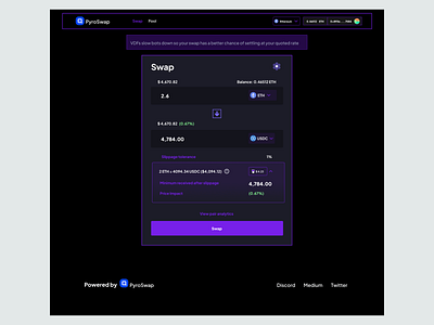 PyroSwap - Swap Assets blockchain crypto defi design ui