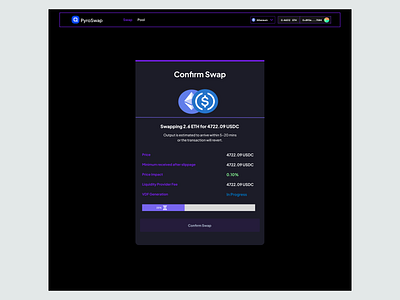 PyroSwap - Confirm Swap blockchain crypto defi design ui