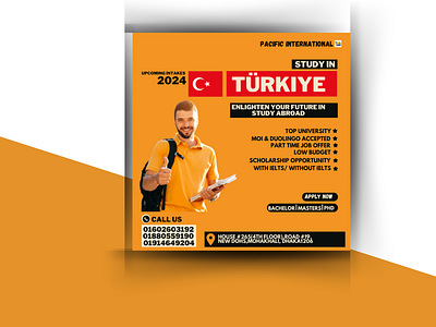 Study in Turkey Facebook Ads design abroad banner branding clothing design facebook ads graphic design illustration logo post design social media post student visa study study in turkey typography vector