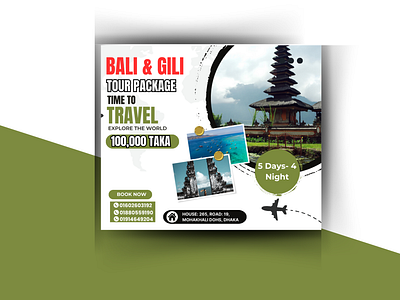 Bali Tour Package Facebook ads Design banner ads design branding graphic design illustration logo typography vector