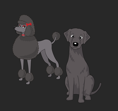 Black dogs animal character dog illustration pet puppy