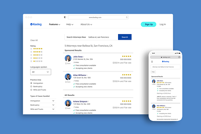 Responsive attorney search page legal responsive search page search results ui website design