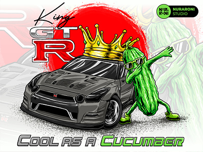 King GTR - Cool As A Cucumber automobile automotive branding car car enthusiast cartoon character cucumber graphic design gtr illustration machine mascot merchandise motor nissan t shirt tshirt tshirtdesign vector