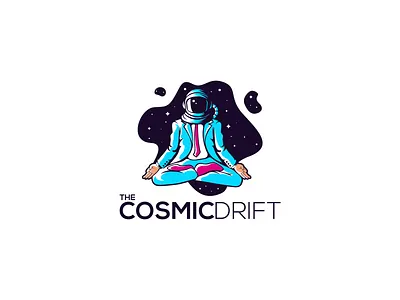 The Cosmic Drift 2d astronaut blue branding clean cosmo design graphic design helmet illustration logo modern pink simple space stars suit the cosmic drift universe
