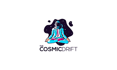 The Cosmic Drift 2d astronaut blue branding clean cosmo design graphic design helmet illustration logo modern pink simple space stars suit the cosmic drift universe