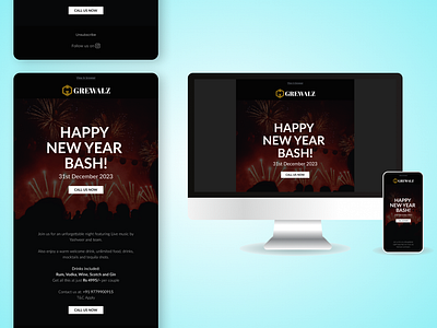 Grewalz - New Year Bash Mailer design email email design email development email marketing emailer mailchimp mailer mailer design mailer development marketing newsletter newsletter design web design web development zoho campaigns