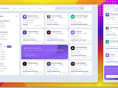 Job search UI design for mobile and web