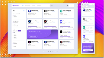 Job search UI design for mobile and web
