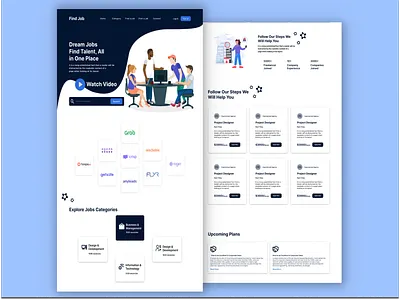 Find Job landing page UI design
