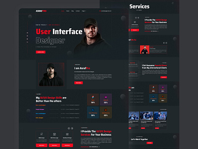 Personal Portfolio UI app design branding clean design clean ui design dark ui design dark user interface design hero banner ui design home page design ui home page ui design landing page logo personal portfolio landing page professional ui design ui ui design unique ui design ux website design
