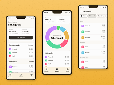 Money Saving App budgeting budgeting app finance mobile app mobile design money saving app pie chart playful design ui ux