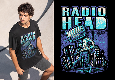 RADIO HEAD T SHIRT app branding design graphic design illustration logo radio head t shirt typography ui ux vector