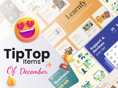 Premast - TipTop Items of December 🌟 🚀 business education graphic design icons illustrations support templates